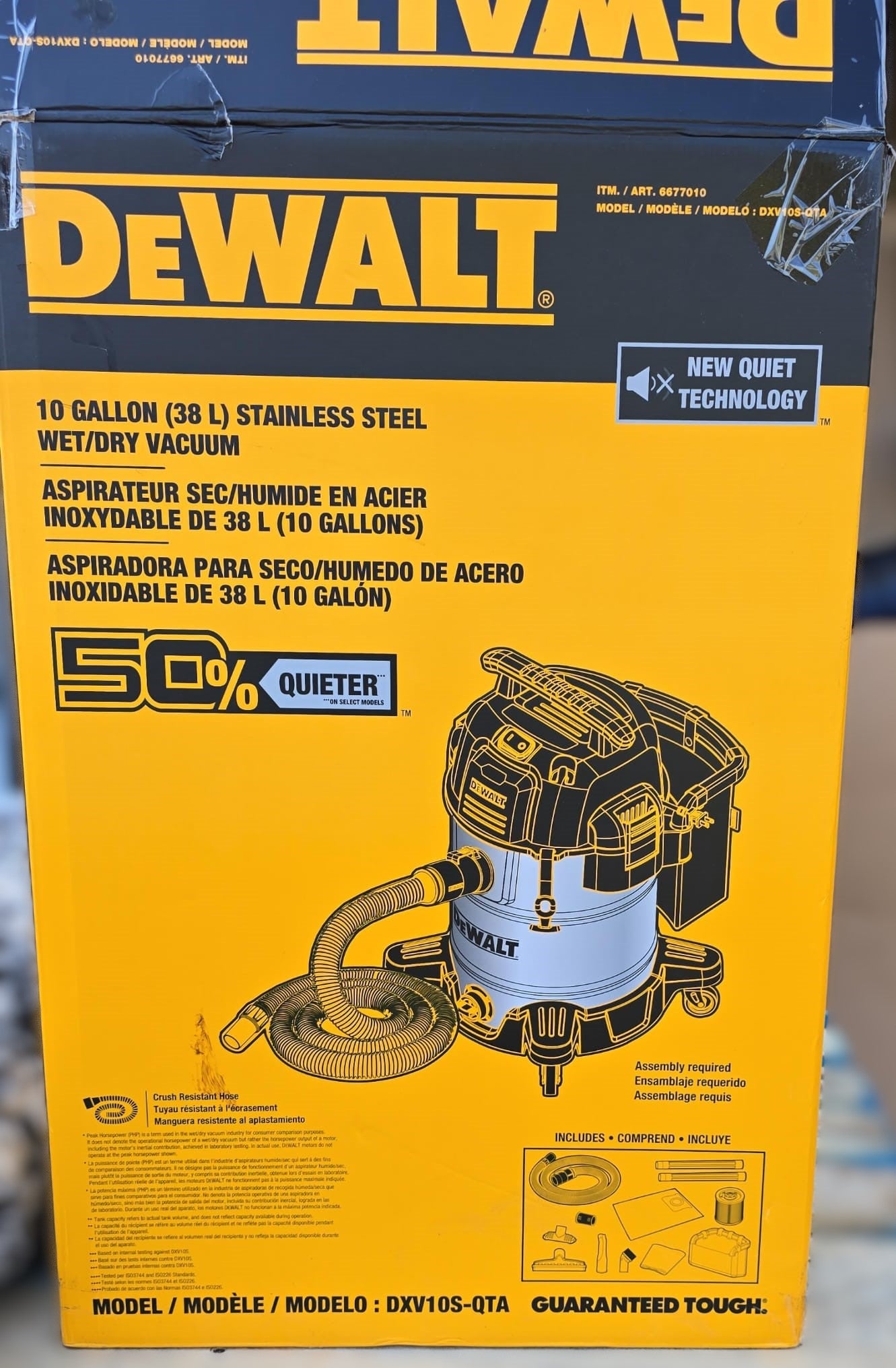 Dewalt 10 Gallon/38L Stainless Steel Quiet Wet/Dry Vacuum