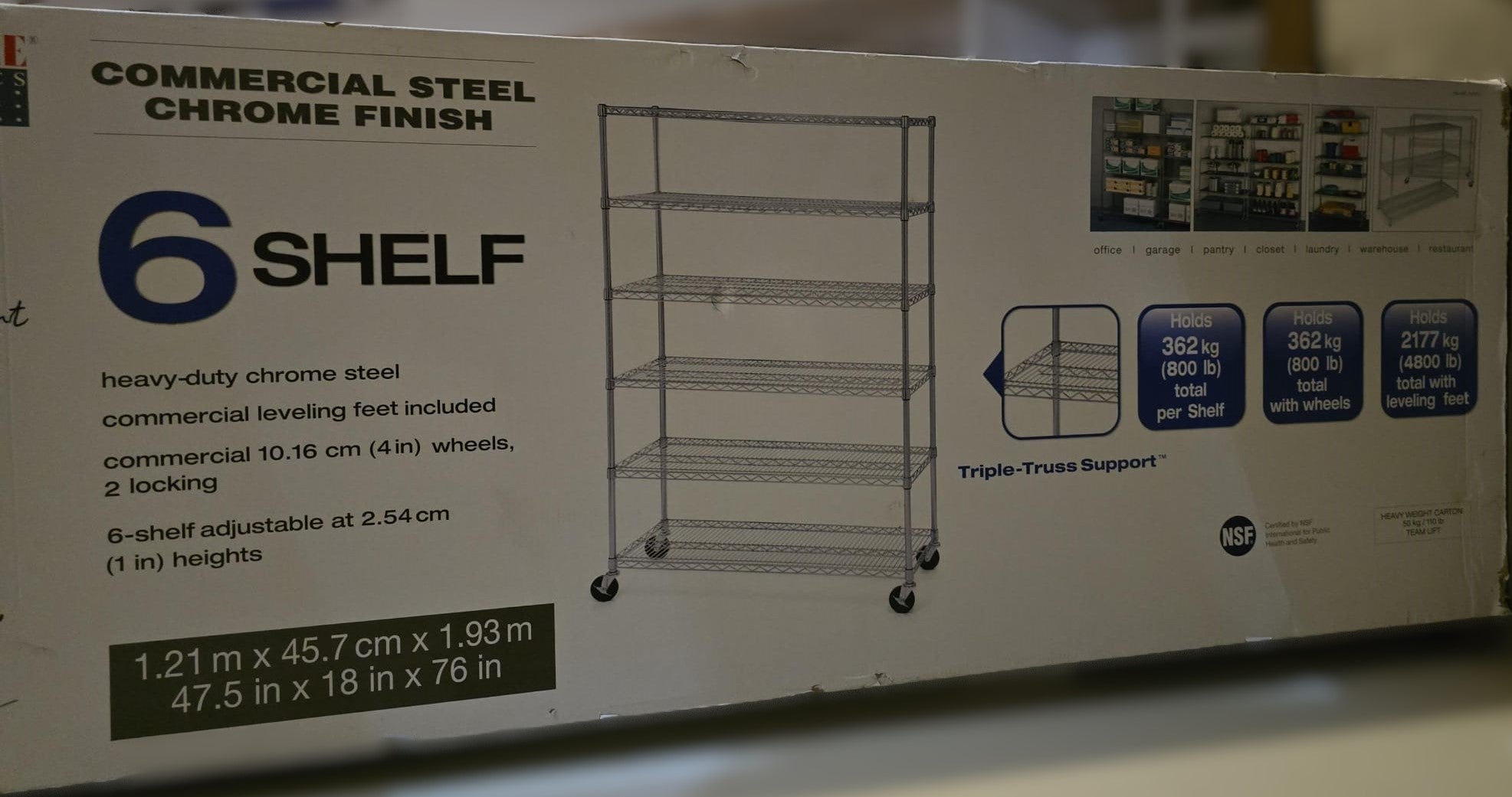 Seville Classics 6 Tier NSF Steel Wire Shelving Rack