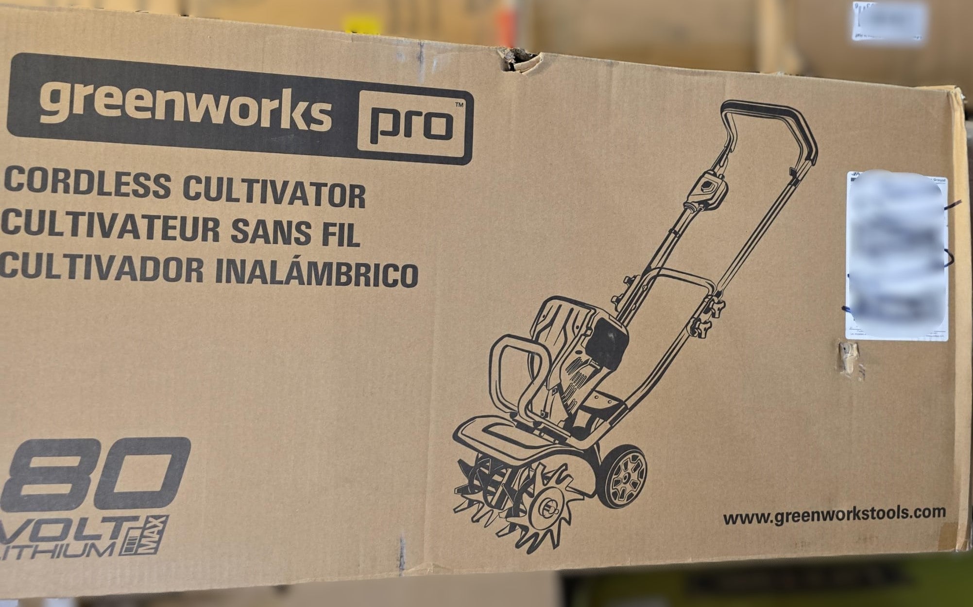 Greenworks 80V 10" Brushless Tiller/Cultivator, 2.0 AH Battery and Charger Included