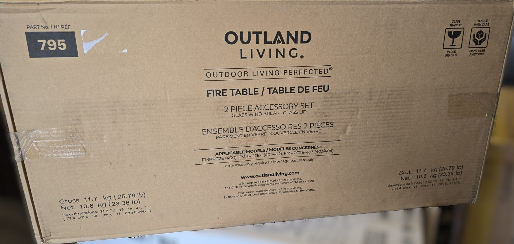 Outland Fire Table Wind Guard 2-pc. Accessory Set