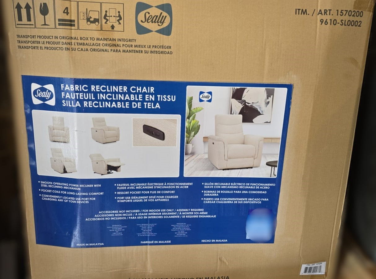 Sealy Jann Cream Recliner