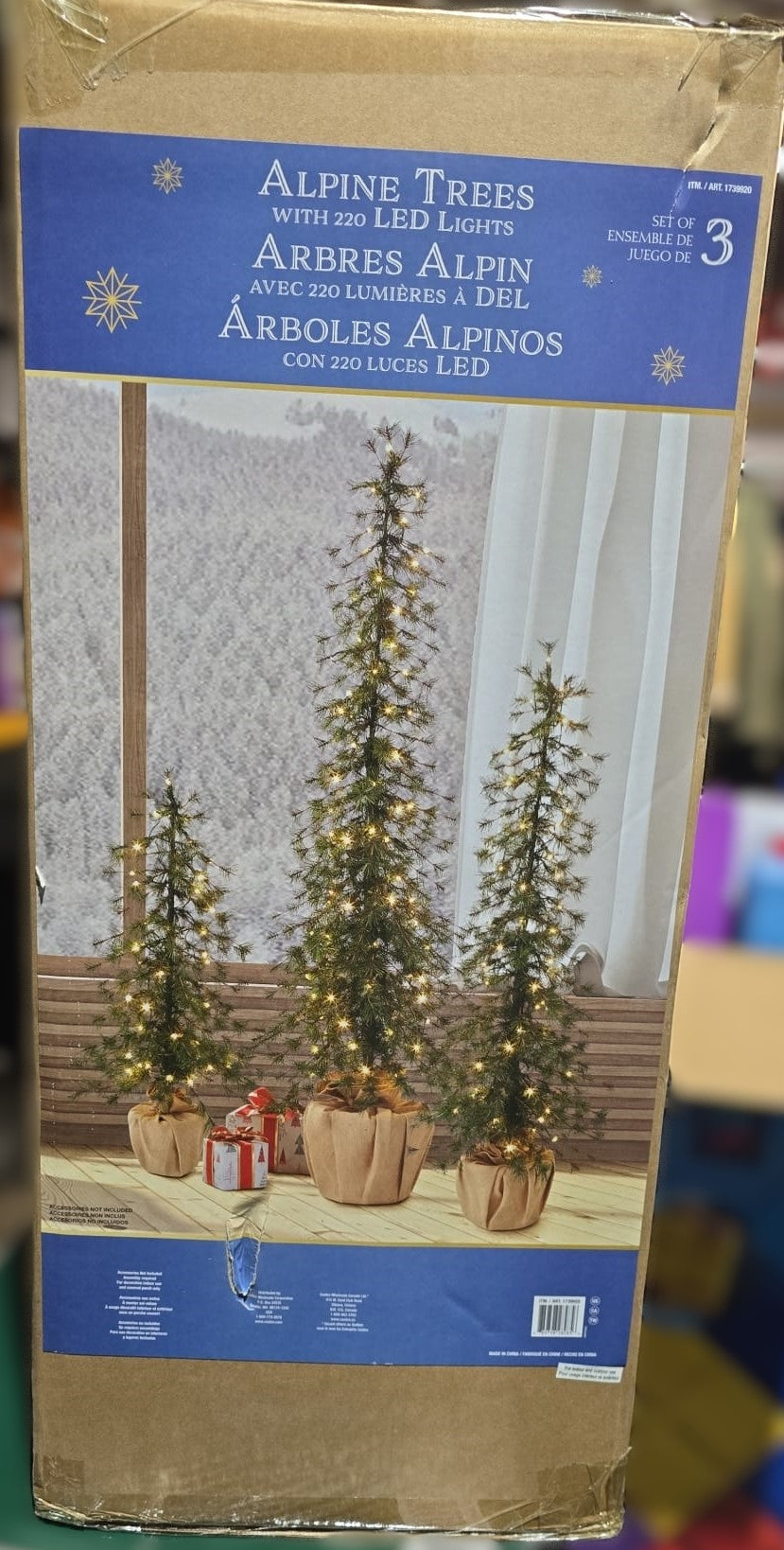 Holiday Alpine Trees with LED lights - Set of 3