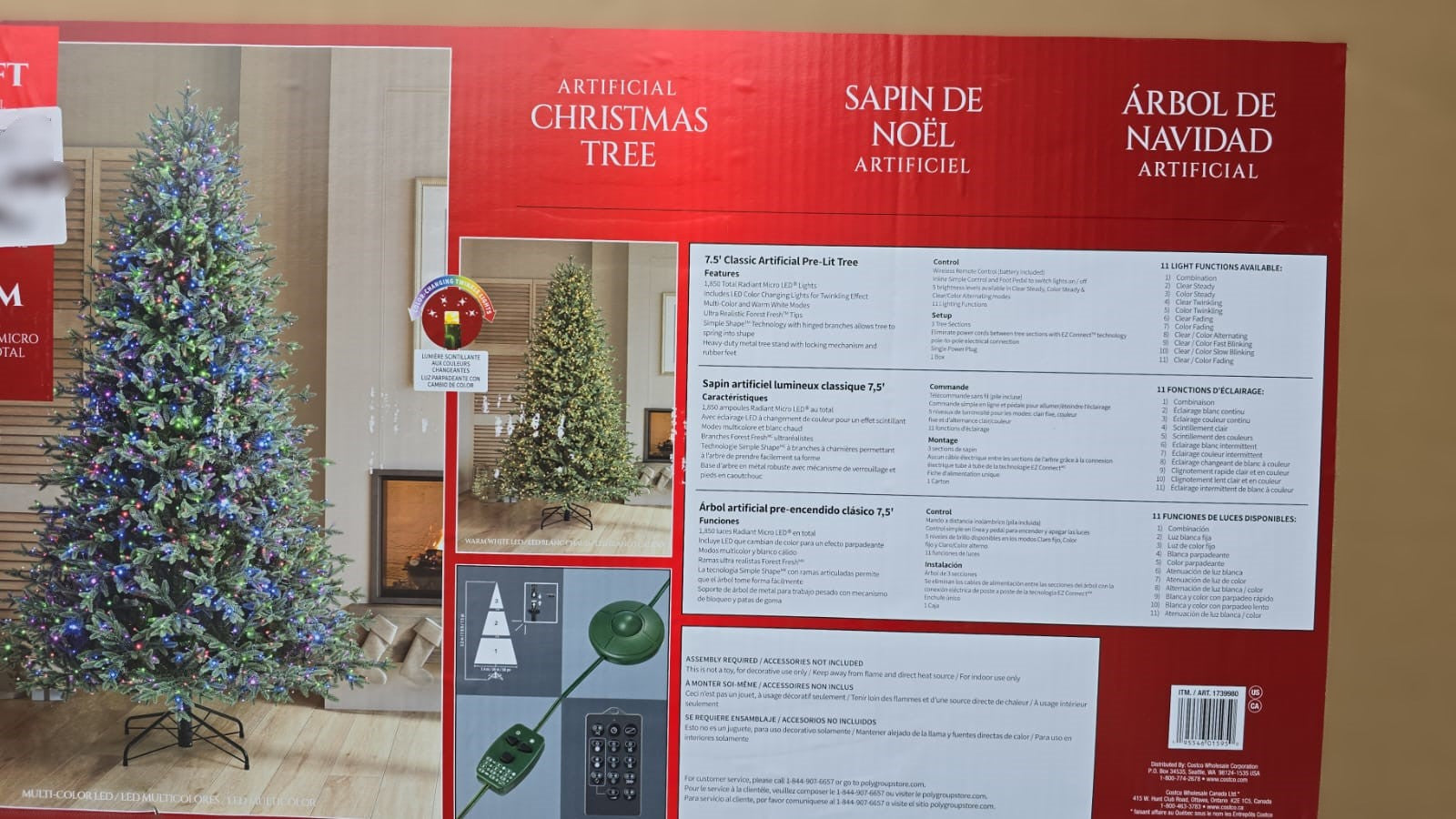 7,5ft Pre-Lit Artificial LED Twinkle Christmas Tree, 1,850 Radiant Micro Dot LED lights with Twinkling effects