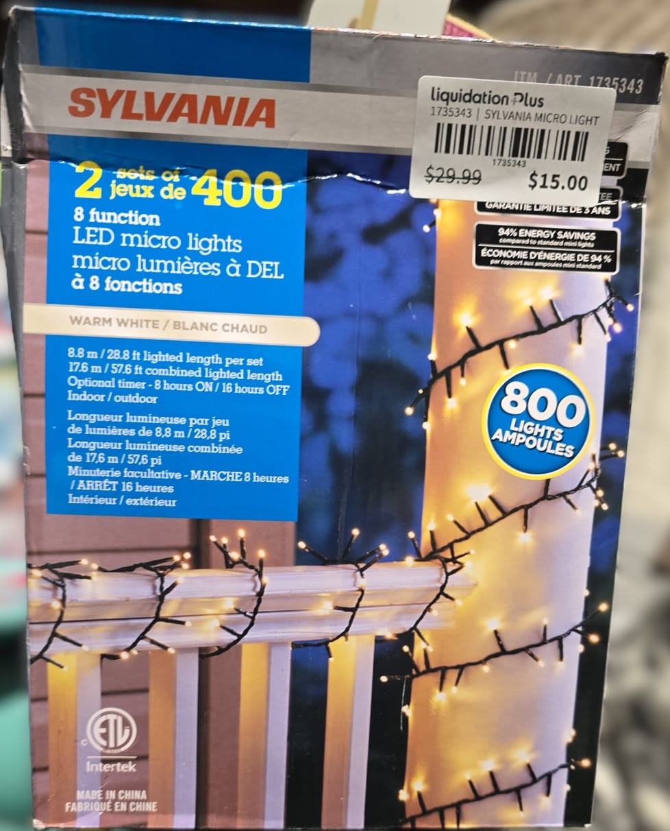 Sylvania 2 x 400 Warm White Micro LED Christmas Lights