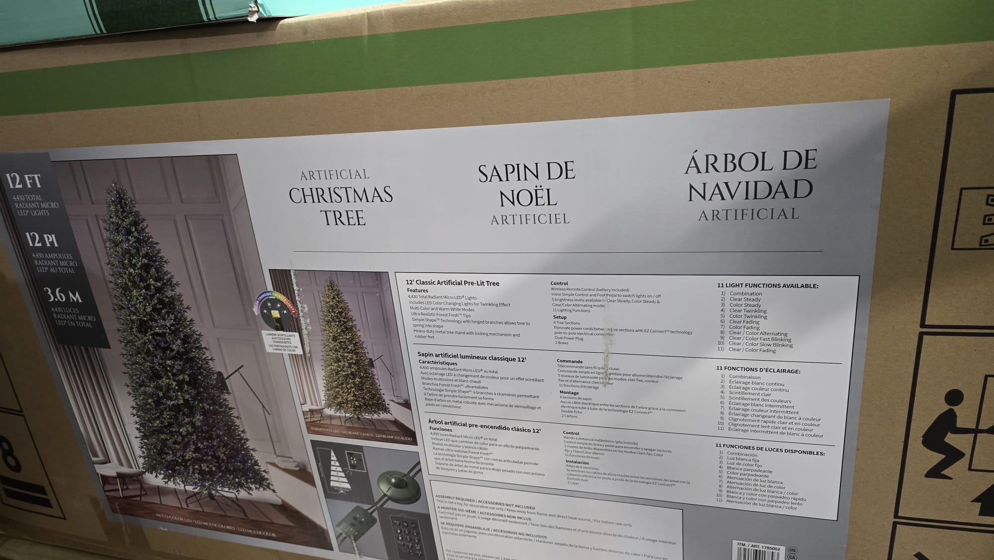 3.6m (12 ft) Pre-Lit Aspen Artificial Christmas Tree, 4,430 Color-Changing Radiant Micro Twinkle LED