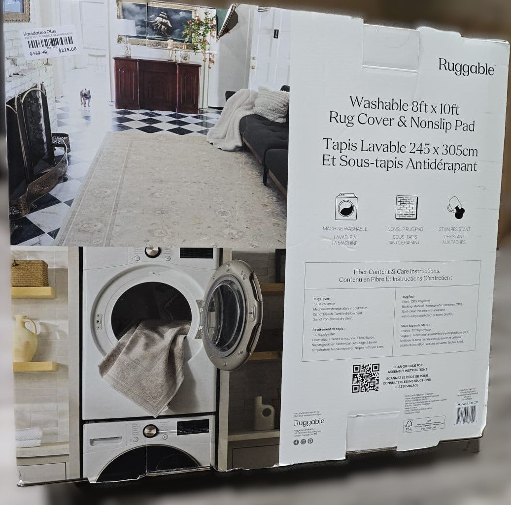 RUGGABLE WASHABLE AREA RUG 8 ft X 10ft