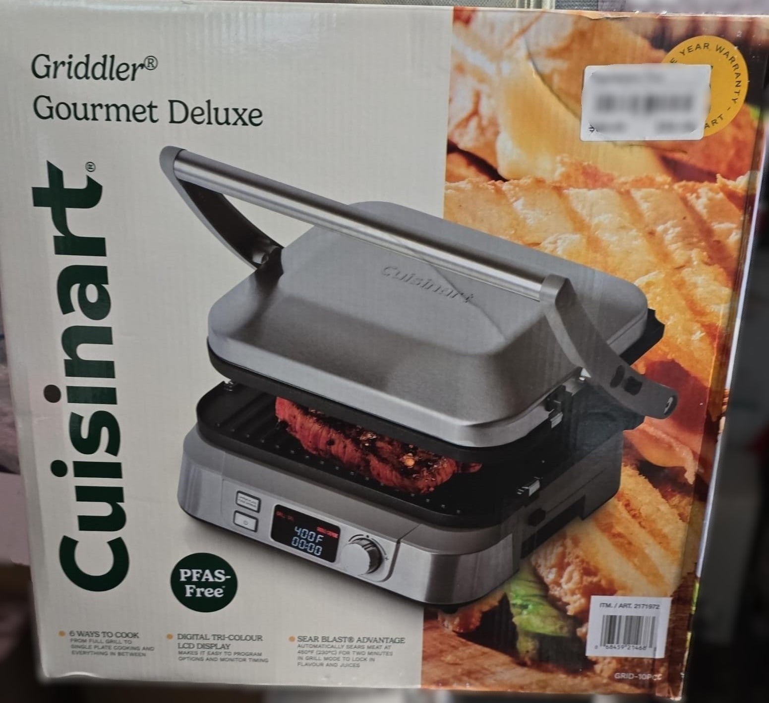 Cuisinart Griddler Gourmet Deluxe with Reversible Nonstick Grill and Griddle Plates