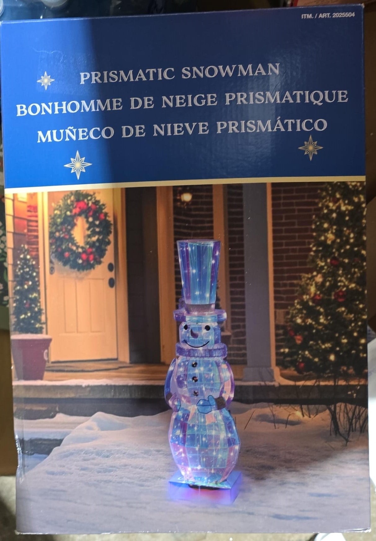 Prismatic Iridescent Figurine With Built-In LED Lights 91.4cm Snowman