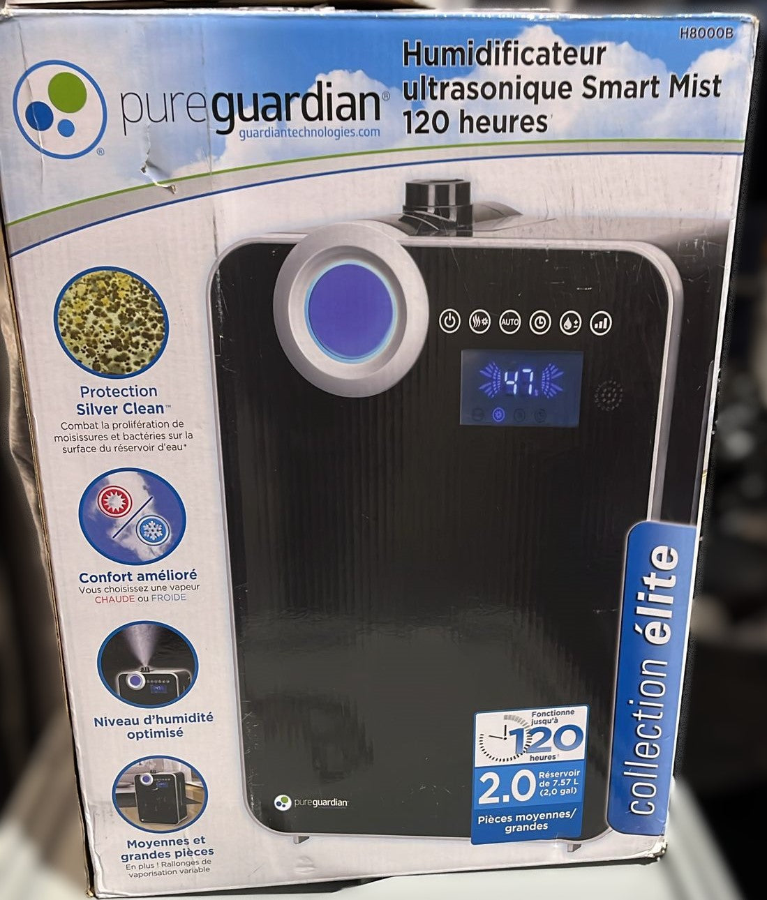 PureGuardian 120-Hour 2-Gal Smart Mist Ultrasonic Humidifier