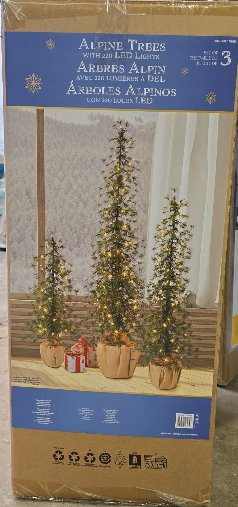 Holiday Alpine Trees with LED lights - Set of 3