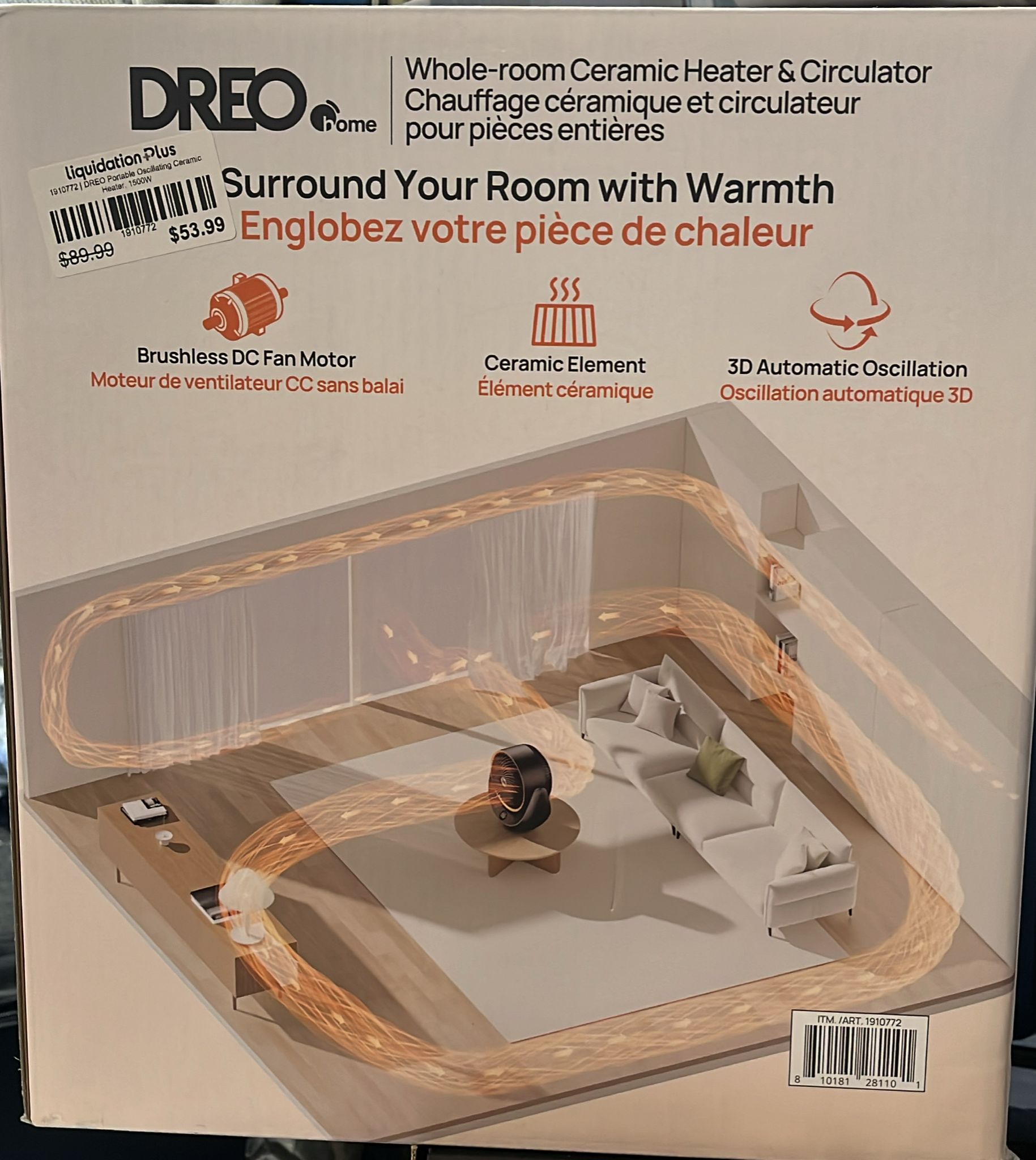 DREO Portable Oscillating Ceramic Heater, 1500W