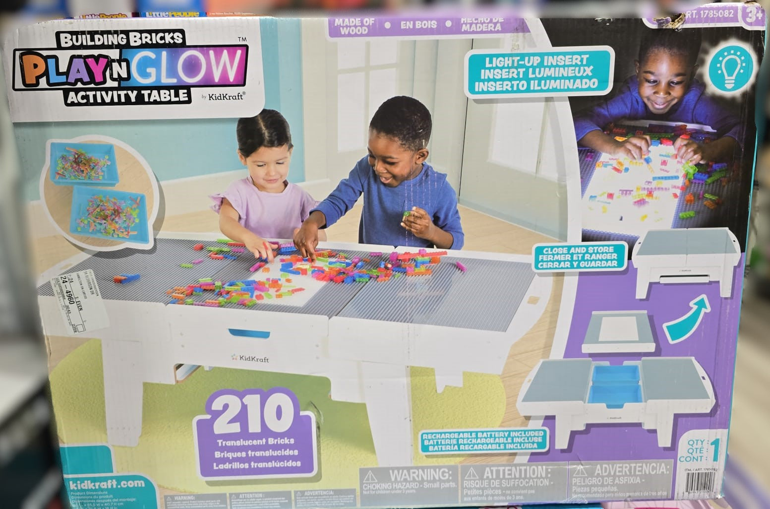 KidKraft Building Bricks Play N Glow Light-Up Table