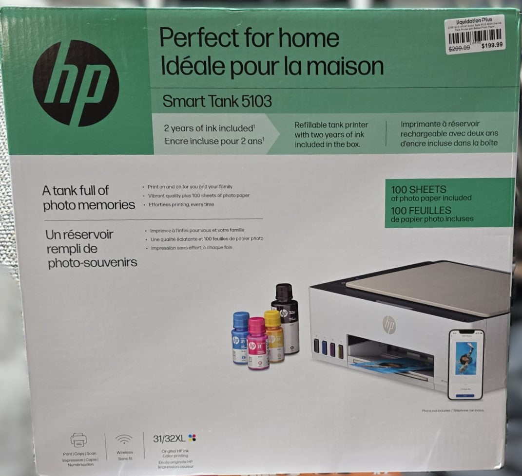 HP HP Smart Tank 5103 All-in-One Ink Tank Printer with Bonus Photo Paper
