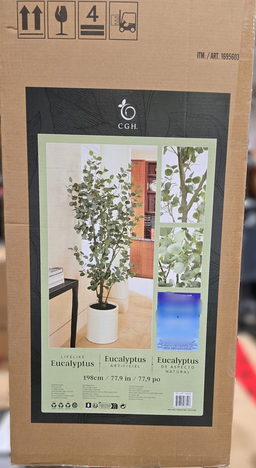 Faux 1.9 m (6.5 ft.) Eucalyptus Tree with Planter