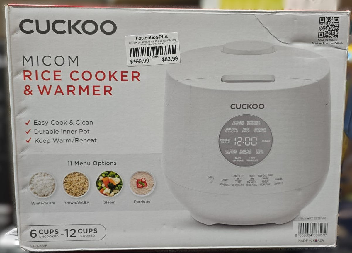 CUCKOO 6 cup Multifunctional Micom Rice Cooker and Warmer