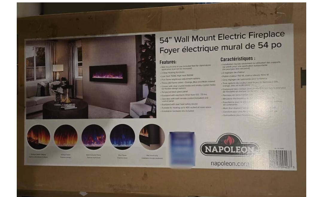 Napoleon 137.2 cm (54 in.) Electric Wallmount Fireplace