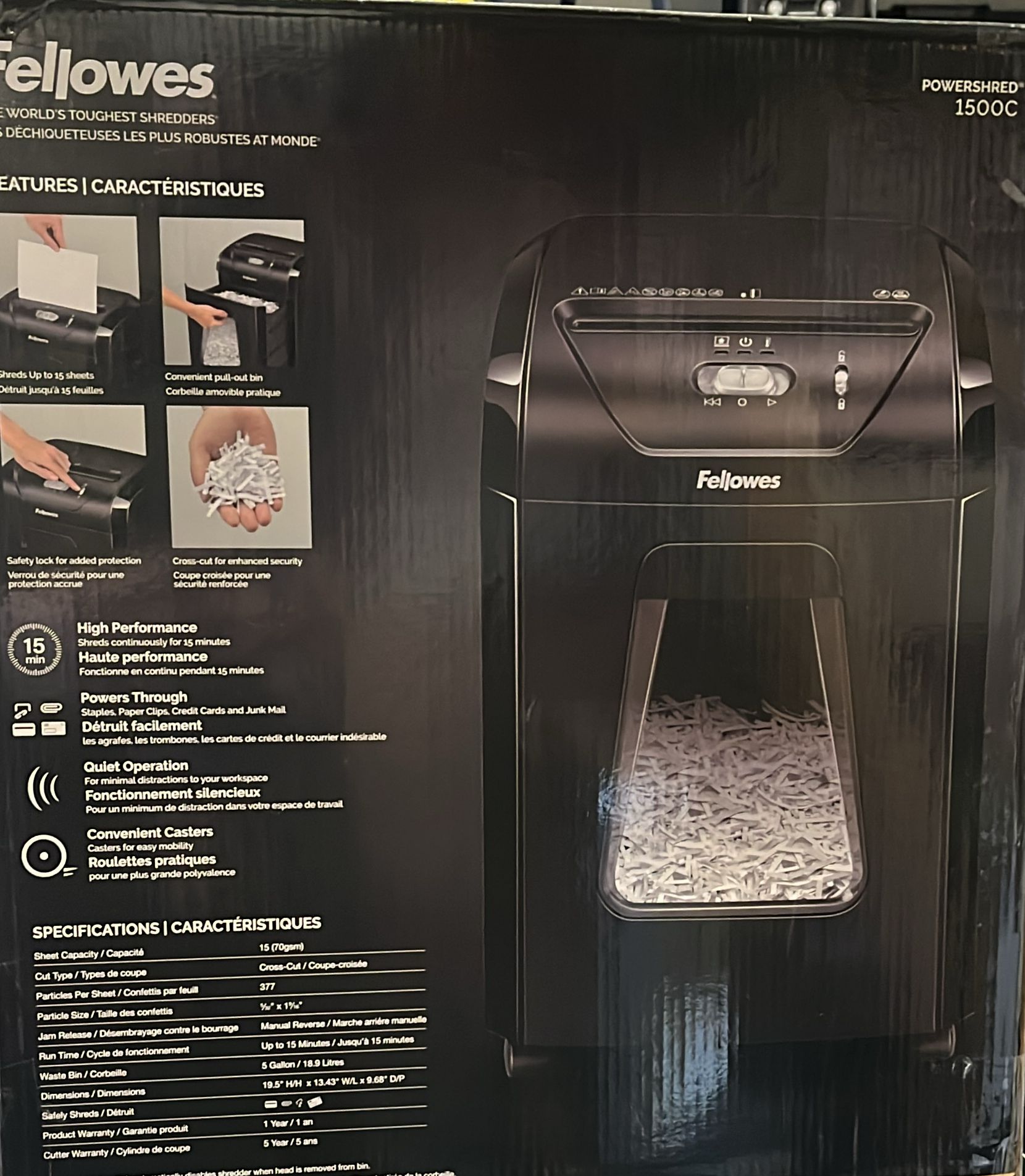 Fellowes Powershred 1500C Cross-cut Shredder used