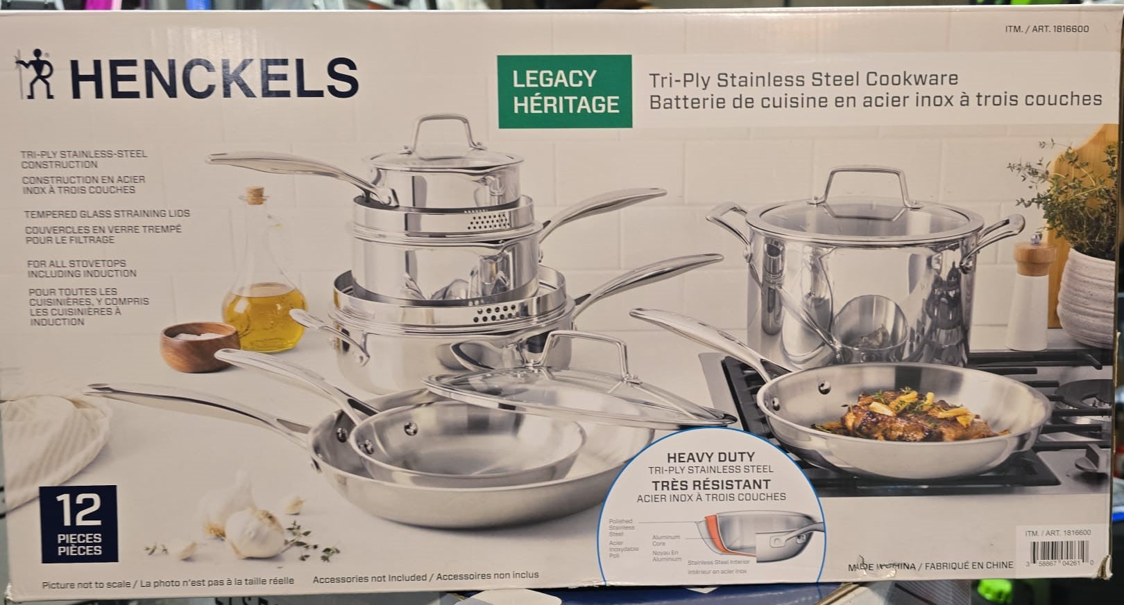 Henckels Tri-Ply Clad Stainless Steel 12-piece Cookware Set