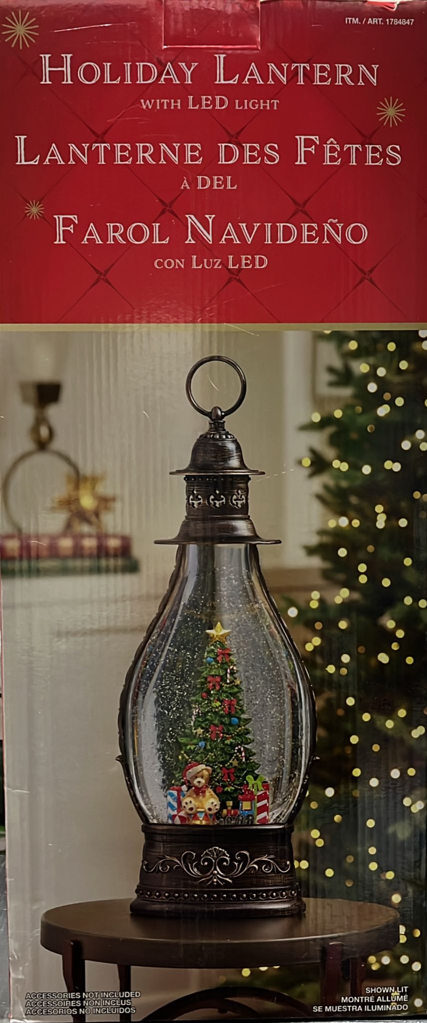 Jumbo Holiday Glitter Lantern with LED Light