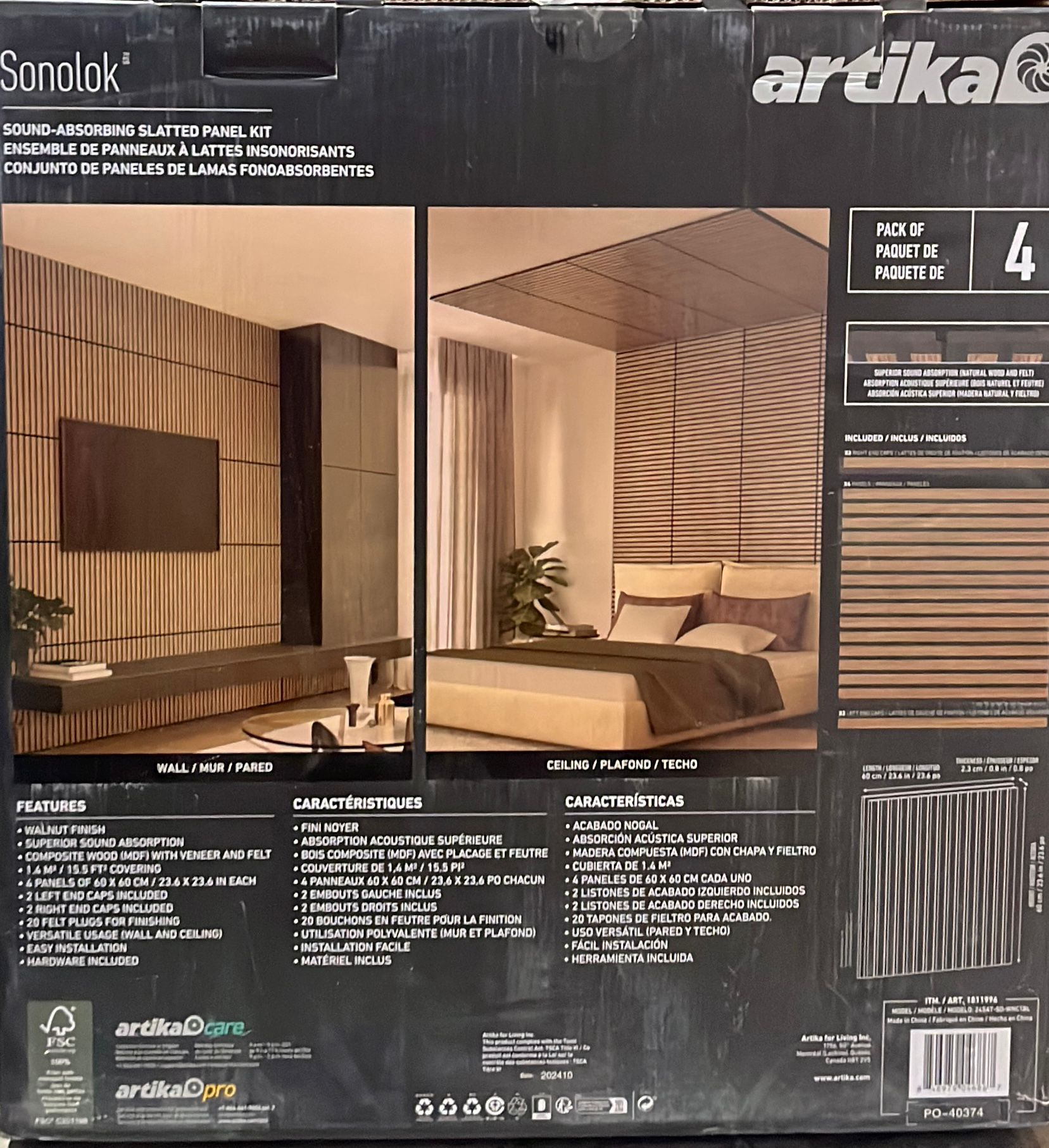 Artika - Sonolok Slatted Wall Panels (Walnut Colour)
