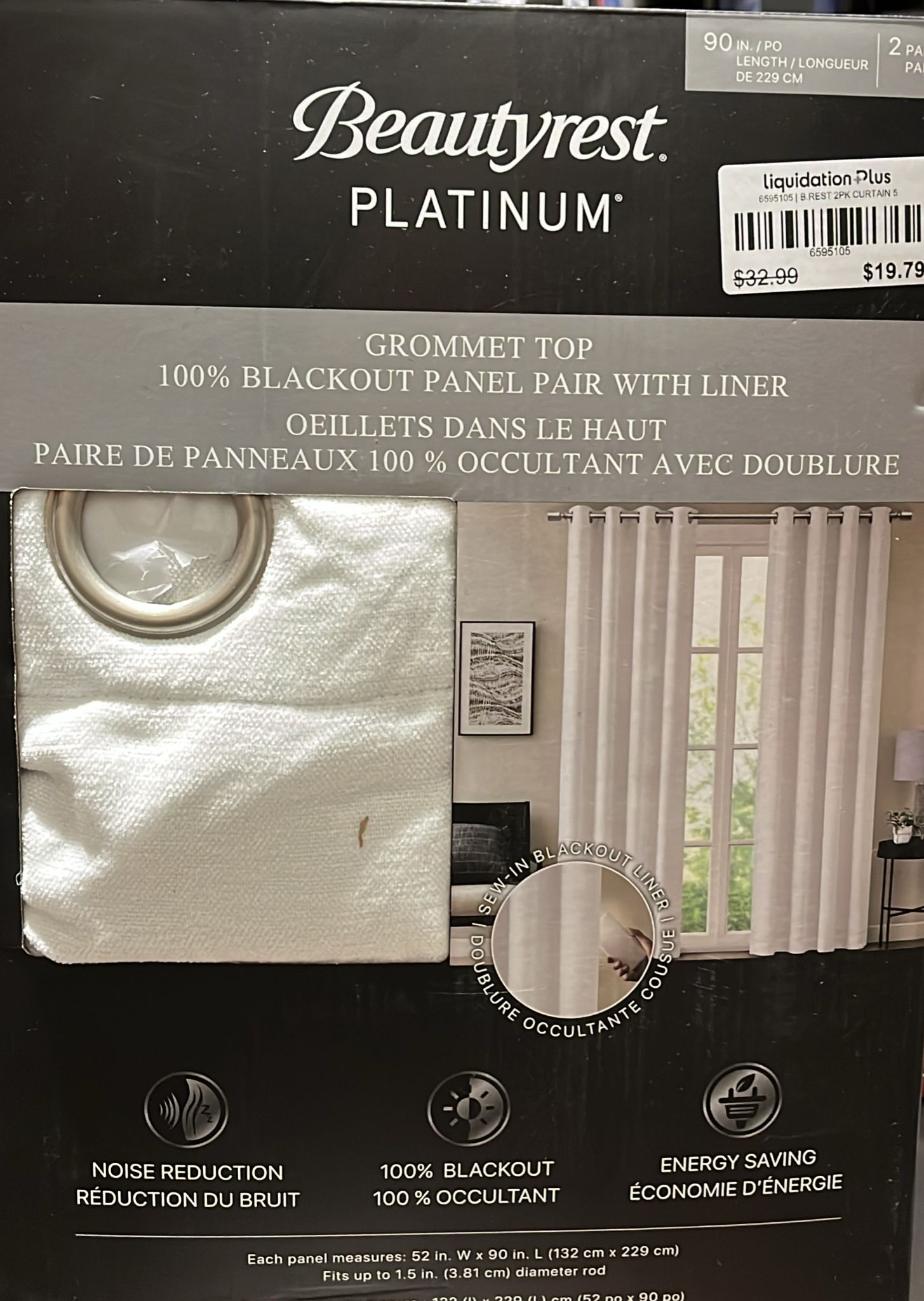 Beautyrest Mercier Blackout Curtain Panel, 2-panels