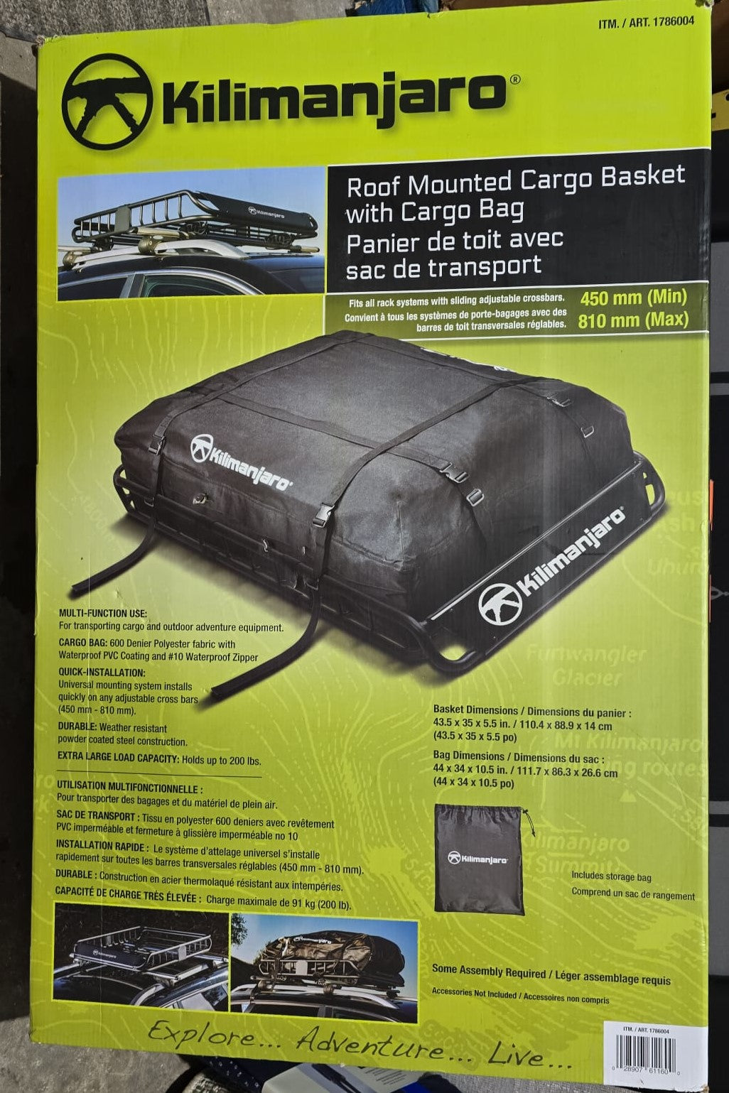 KILIMANJARO STEEL ROOFTOP BASKET WITH CARGO BAG