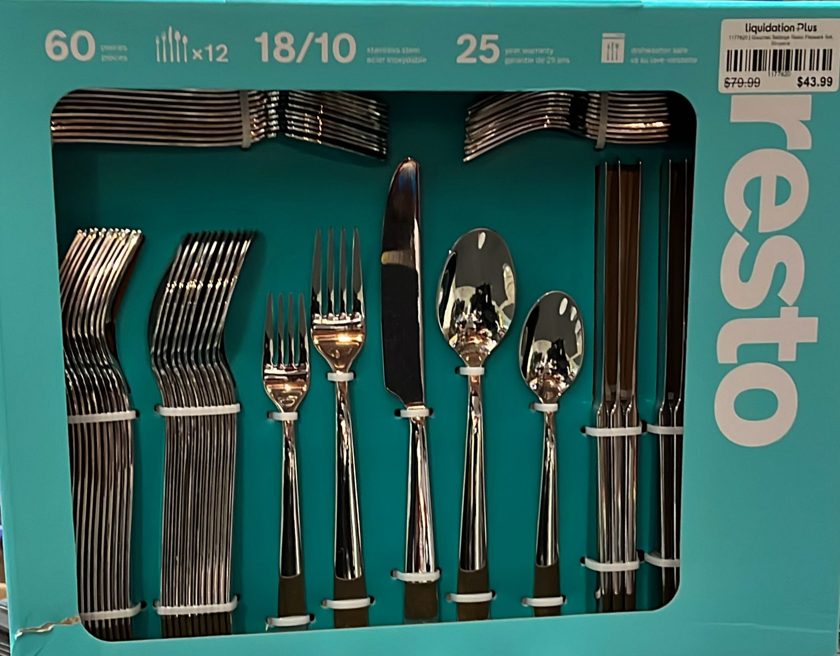 Gourmet Settings Resto Flatware Set, 60-piece