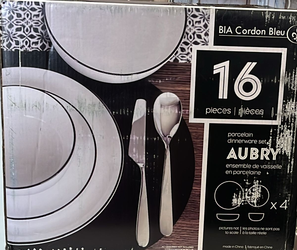 BIA Cordon Bleu Aubry Porcelain Dinnerware Set, 16-piece