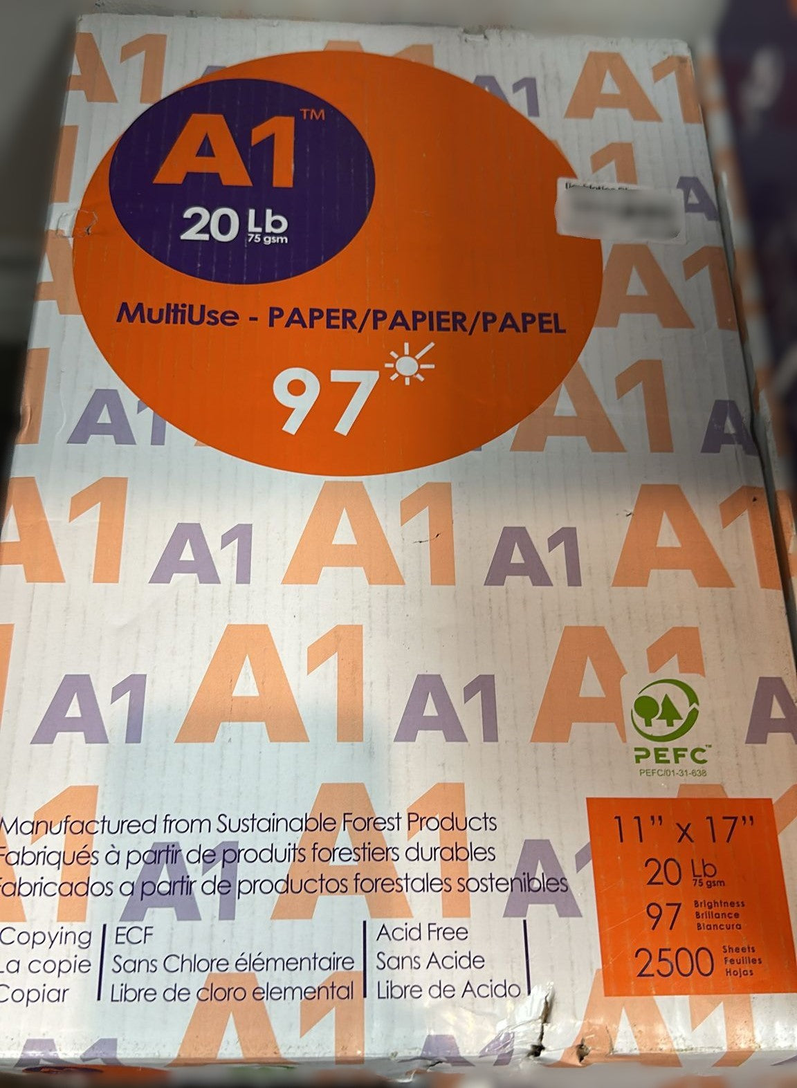 A1 - Premium Printer Paper, Ledger, 11 in x 17 in., 97 Bright, 20 lb.