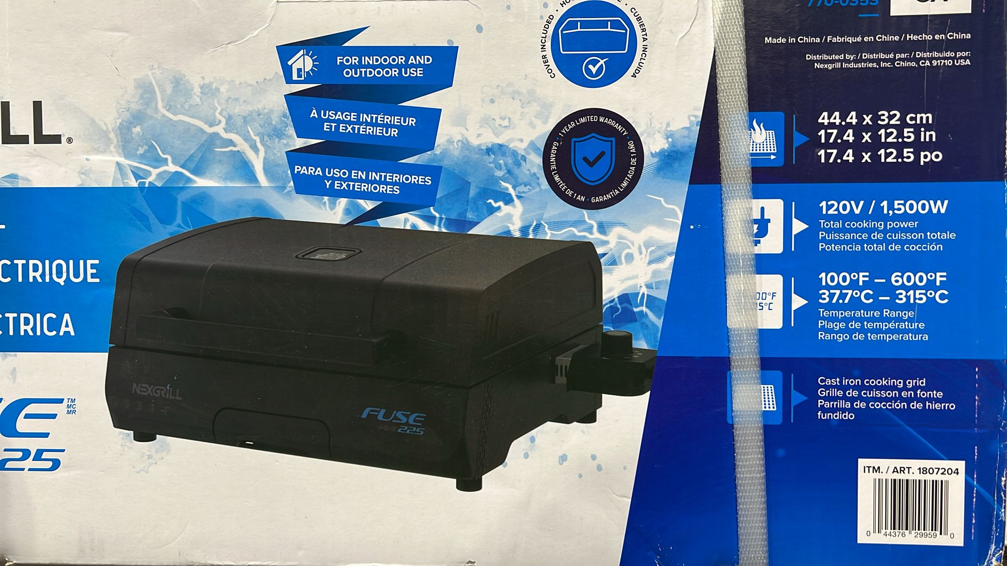 Nexgrill Fuse e-Grill 225 Electric Grill with Cover