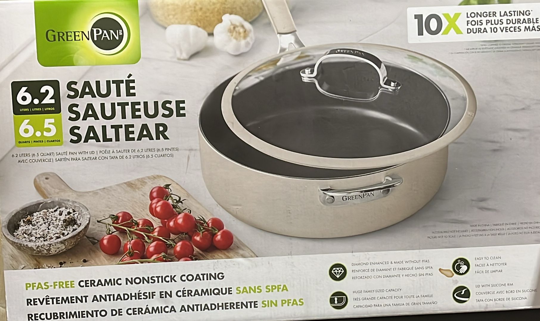 GreenPan Jewel Ceramic Non-Stick Saute Pan, 6.5 QT