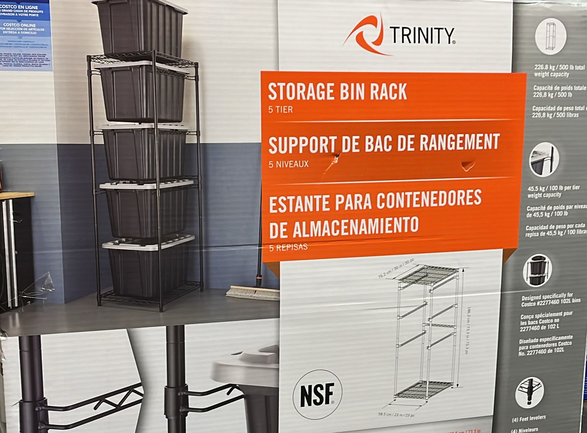 TRINITY 5-Tier NSF Storage Bin Rack