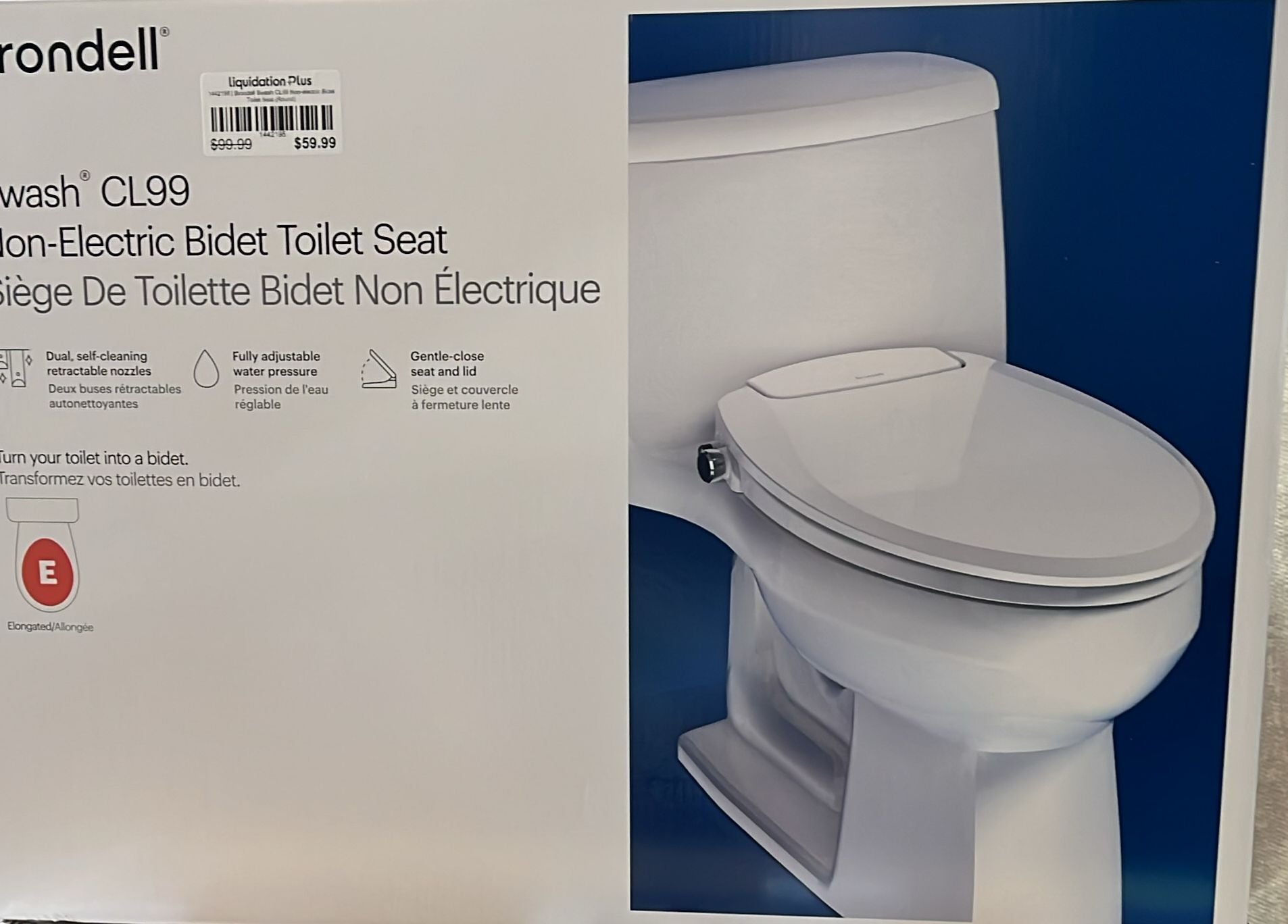 Brondell Swash CL99 Non-electric Bidet Toilet Seat (Round)