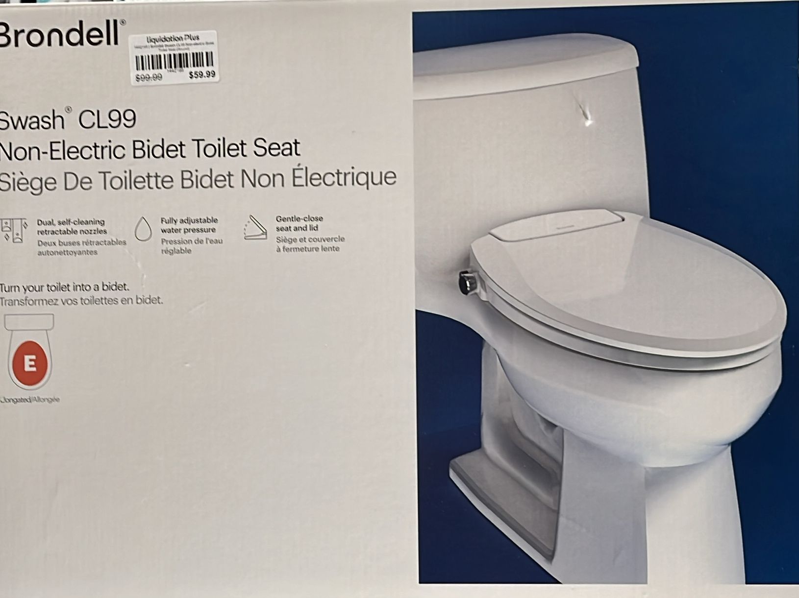 Brondell Swash CL99 Non-electric Bidet Toilet Seat (Round)