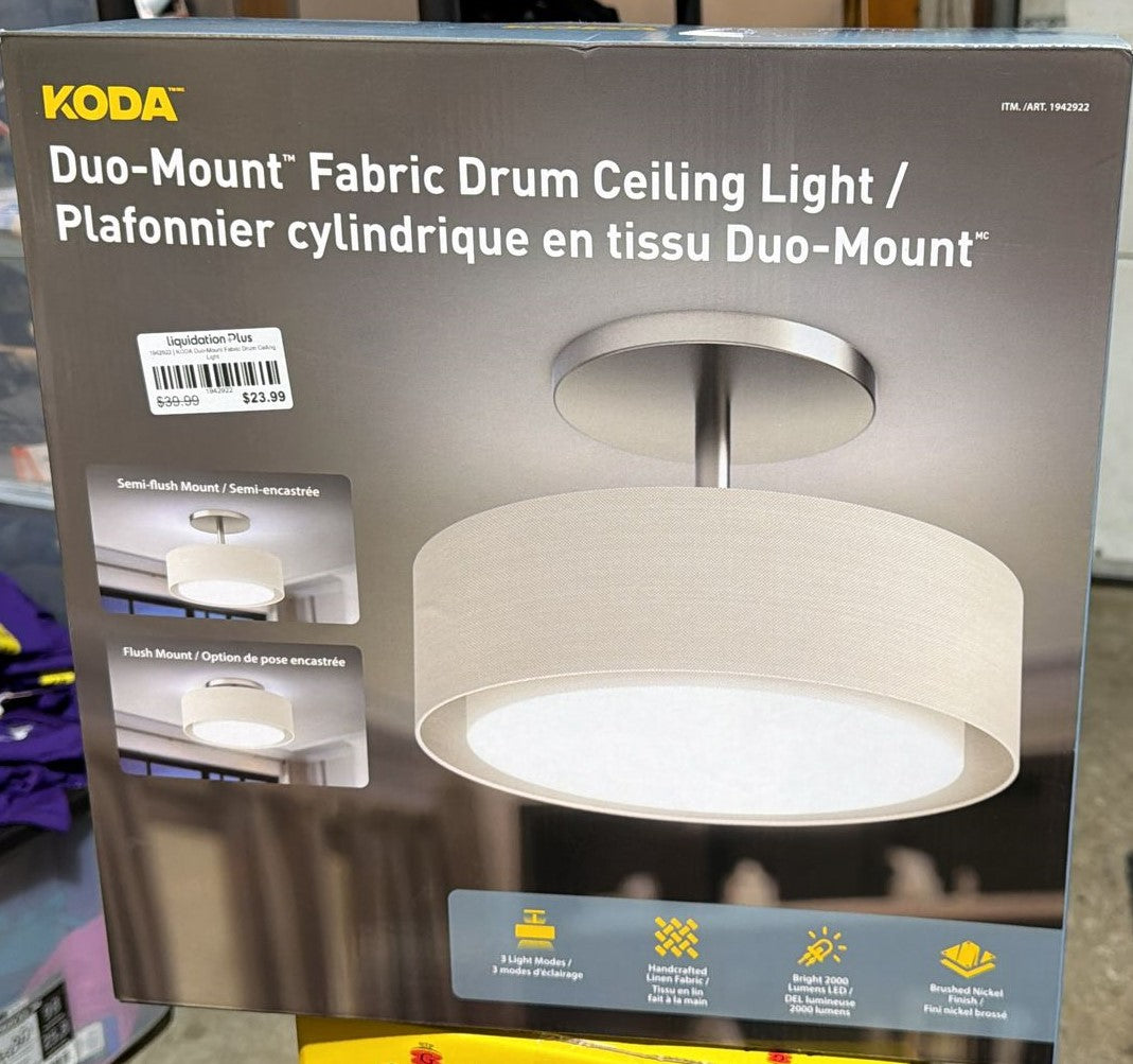 KODA Duo-Mount Fabric Drum Ceiling Light
