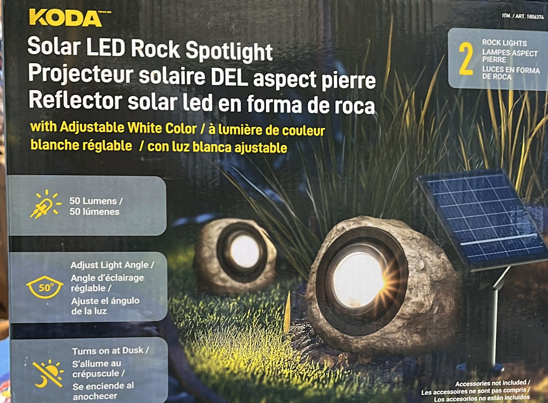 KODA Solar LED Rock Spotlights, 2-pack