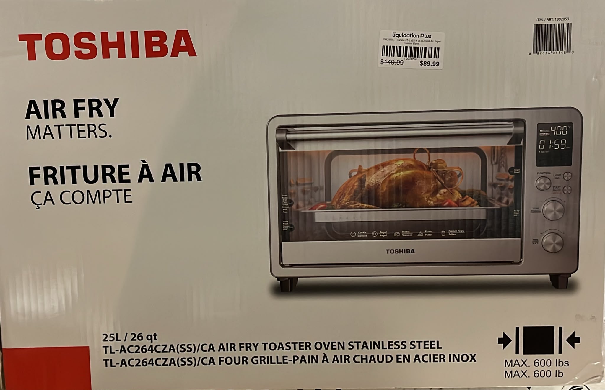 Toshiba 25 L (26.4 qt.) Digital Air Fryer Toaster Oven