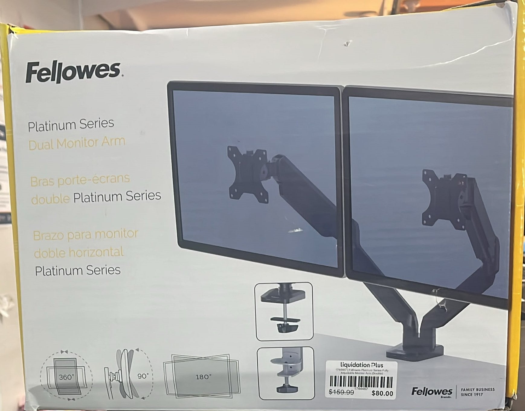 Fellowes Platinum Series Fully Adjustable Monitor Arm (Double)