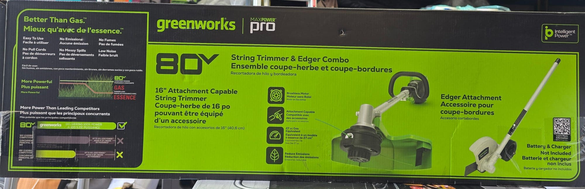 Greenworks 80V 16" String Trimmer with Edger Attachment (Tool Only)