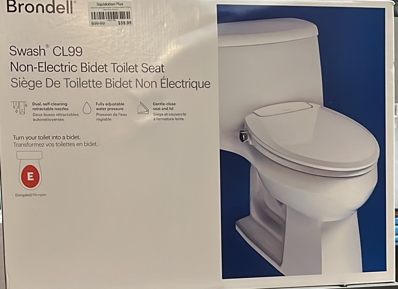 Brondell Swash CL99 Non-electric Bidet Toilet Seat (Round)