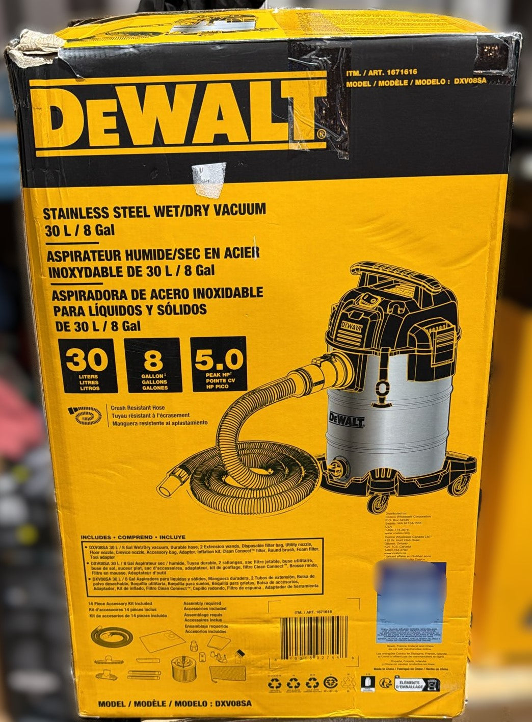 Dewalt 8 Gallon/30L Pro Stainless Steel Wet/Dry Vacuum