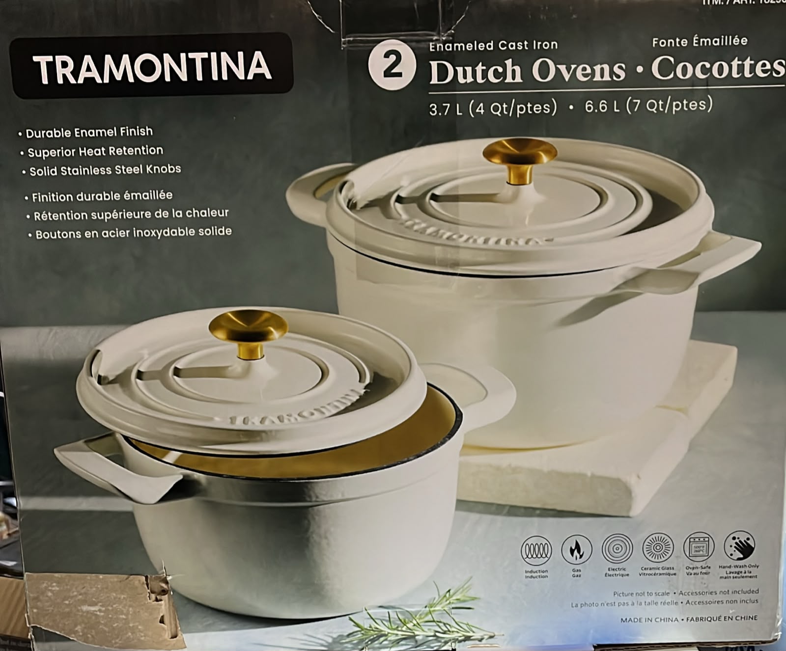 Tramontina Cast Iron Covered Casserole Set - White