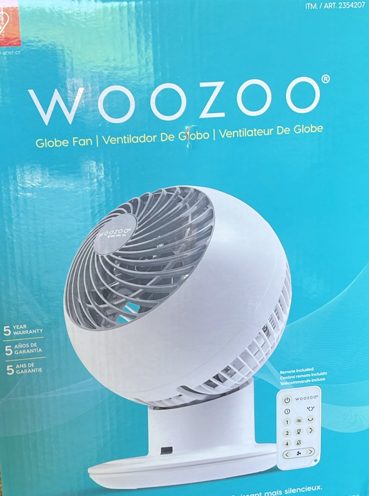 Woozoo 5 Speed Oscillating Fan with Remote