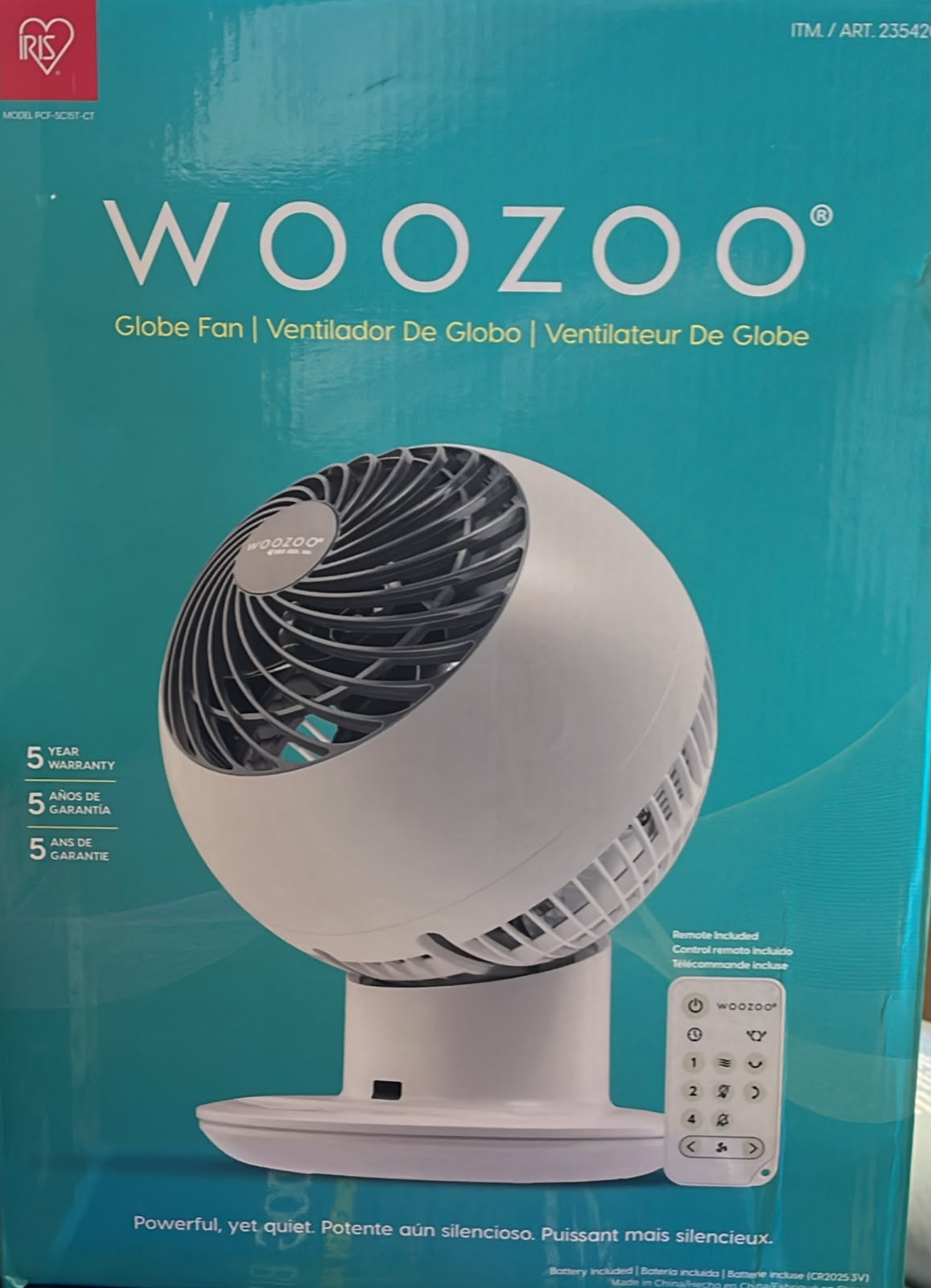 Woozoo 5 Speed Oscillating Fan with Remote