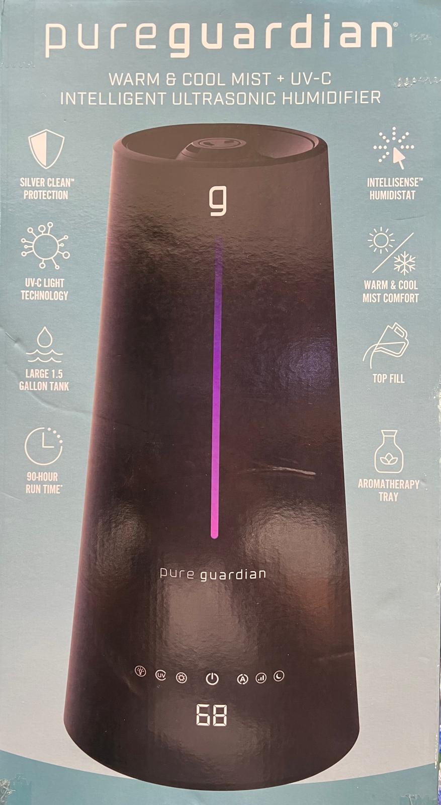 PureGuardian Warm and Cool Mist Ultrasonic Humidistat Humidifier with UV-C and Aroma Tray