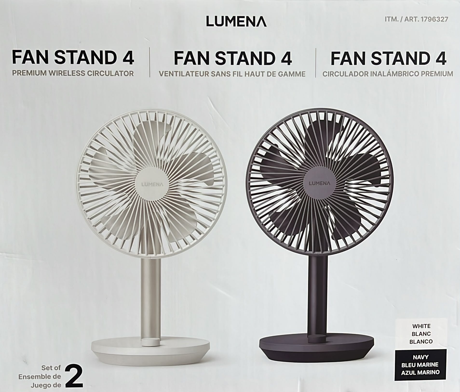 Lumena Stand 4 Cordless Desk Fan 2 pack, 17.78 cm (7 in.)