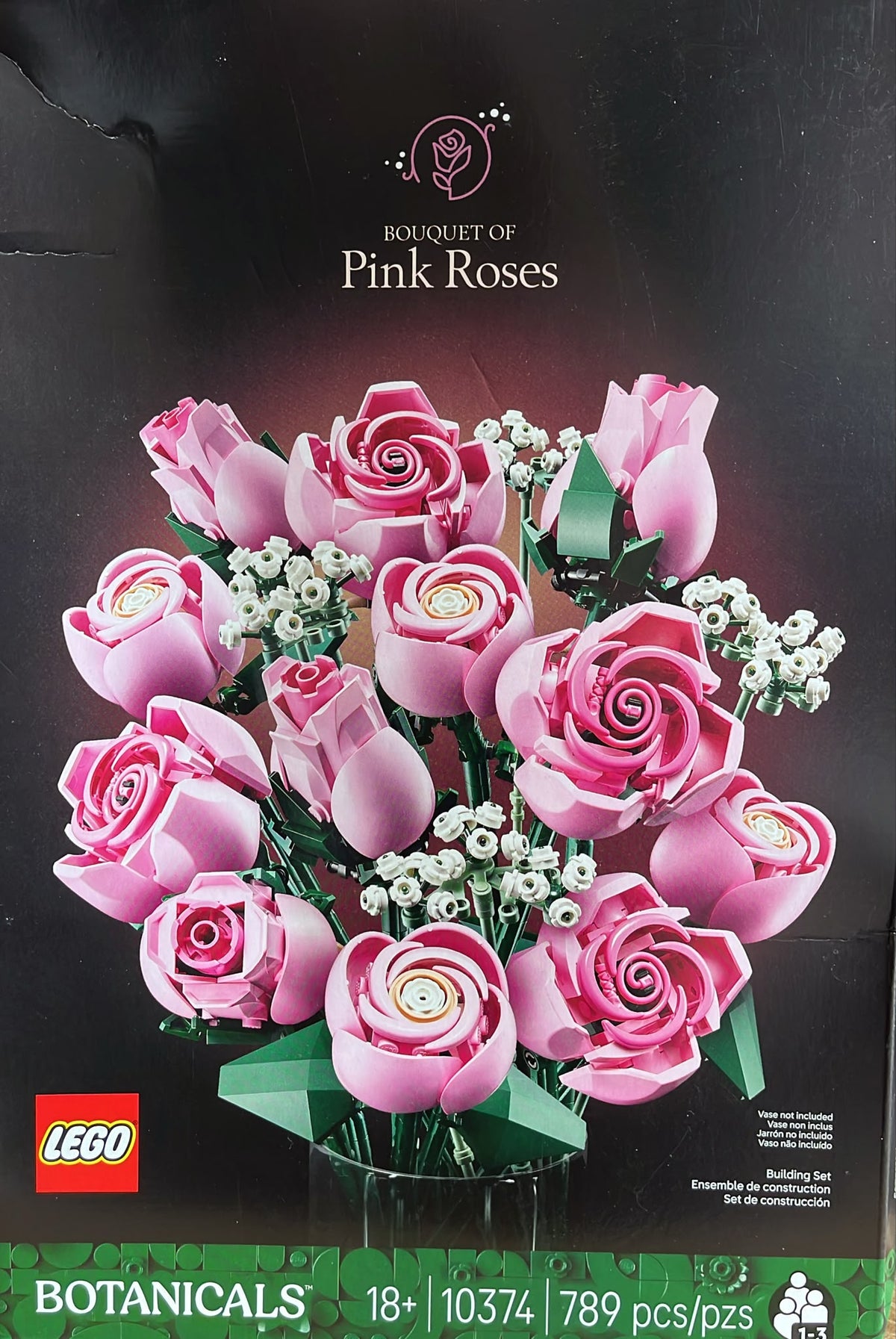 LEGO Botanicals Bouquet of Pink Roses Artificial Flowers Building Blocks for Adults Ages 18+