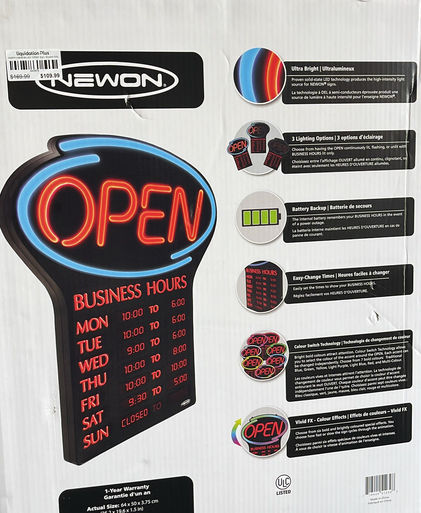 NEWON LED “OPEN” Sign - English Only
