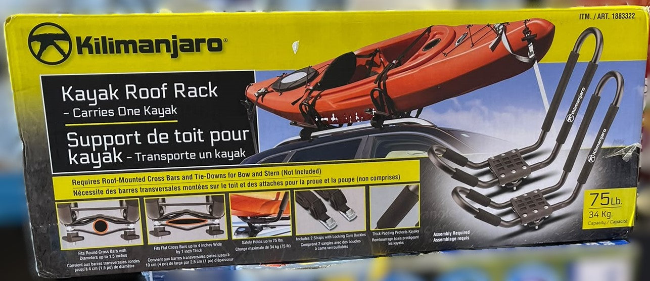 Kilimanjaro Kayak and Canoe Roof Rack, J-Bar Style Carrier