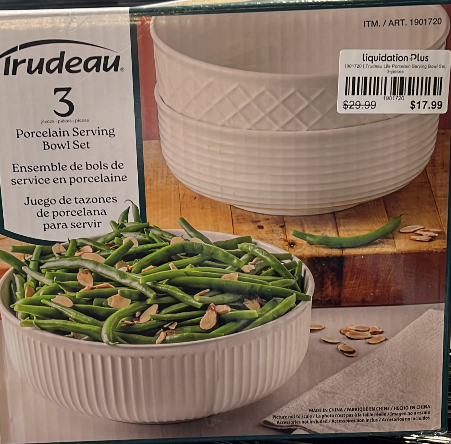Trudeau Lila Porcelain Serving Bowl Set, 3-pieces